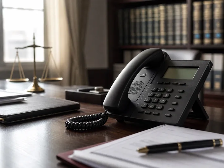Telefon na stolu advokatske kancelarije